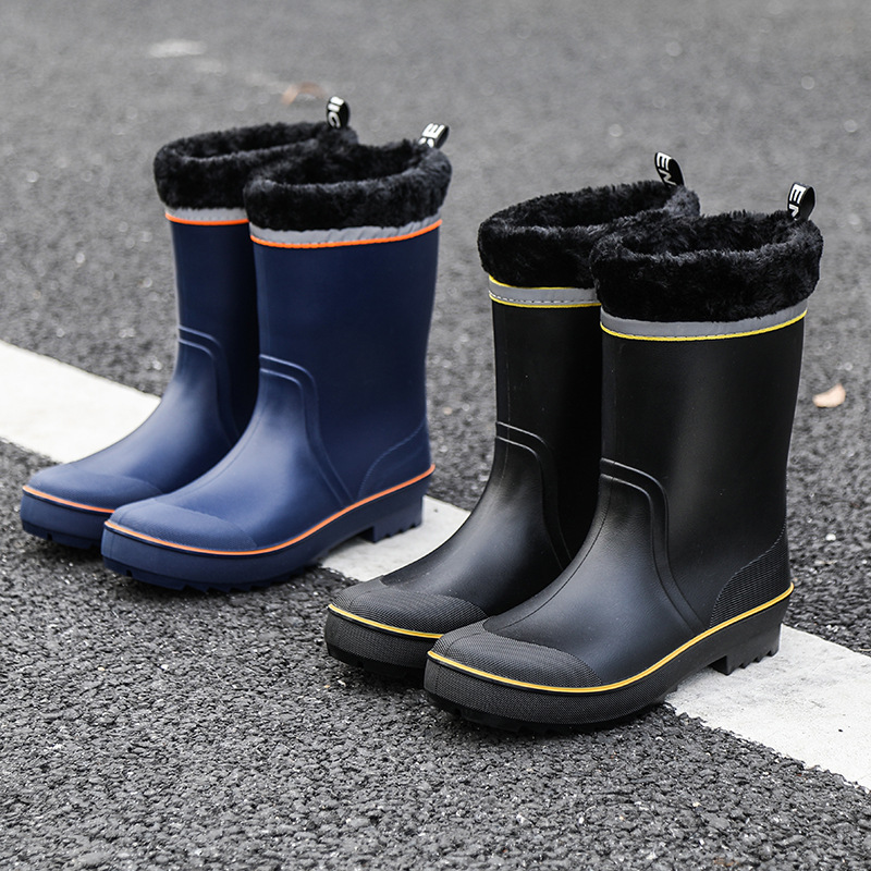 2022 New Men's Waterproof Non slip Casual Rain Boots Fashion Suede Warm Low Sleeve Men's Rain Shoes