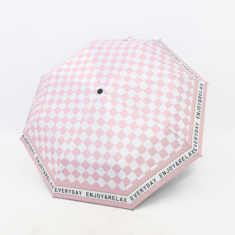 Abstinence Series Color Checker Umbrella for Women Sunny Rain Dual Use Sunscreen and Ultraviolet Protection ins Portable Folding Solar Umbrella