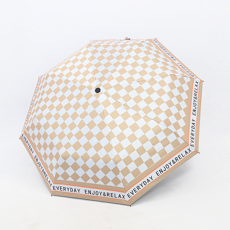 Abstinence Series Color Checker Umbrella for Women Sunny Rain Dual Use Sunscreen and Ultraviolet Protection ins Portable Folding Solar Umbrella
