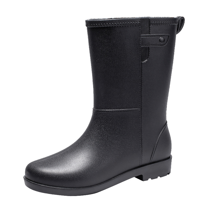 2022 new anti-skid and waterproof outer women's rain shoes Middle tube plush warm rain boots Women's fashion
