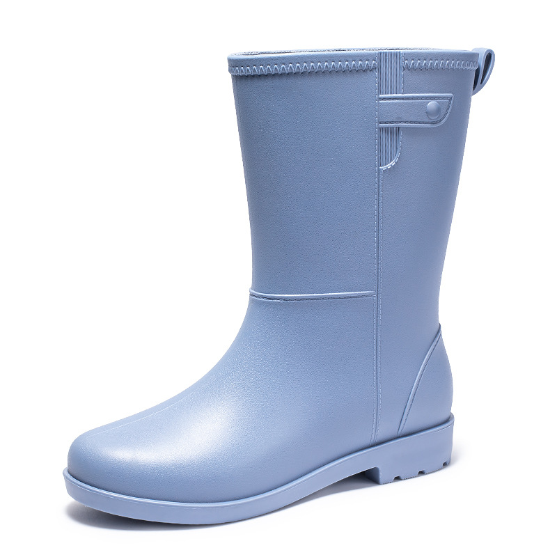 2022 new anti-skid and waterproof outer women's rain shoes Middle tube plush warm rain boots Women's fashion