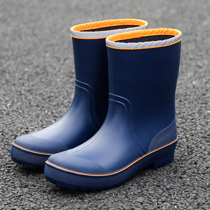 2022 New Men's Waterproof Non slip Casual Rain Boots Fashion Suede Warm Low Sleeve Men's Rain Shoes