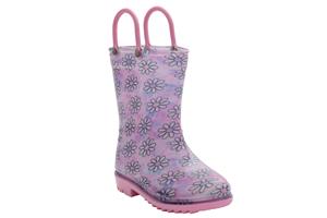 Toddler Girls Shiny Tie Dye Daisies Printed Rain Boot